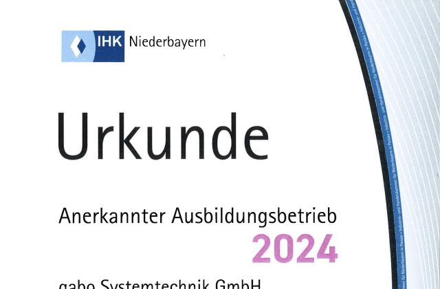 IHK Urkunde anerkannter Ausbildungsbetrieb 2024
