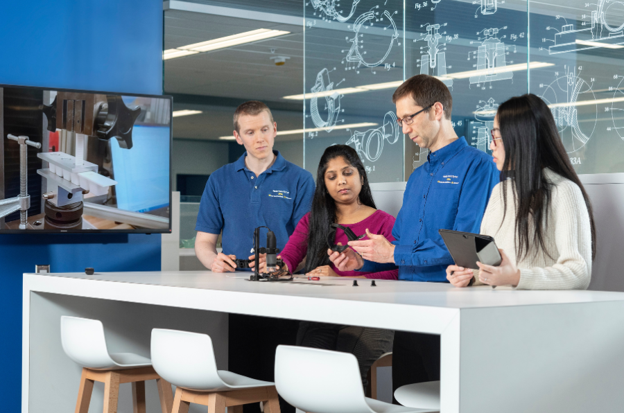 people in a showroom