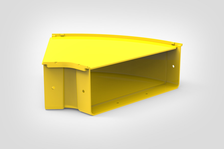 Horizontaler Bogen 45° mit Abdeckung.
