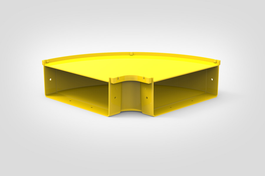 Horizontaler Bogen 90° mit Abdeckung.