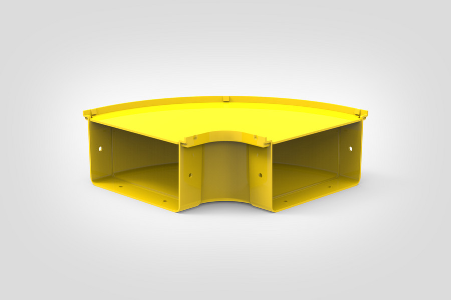 Horizontaler Bogen 90° mit Abdeckung.